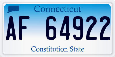 CT license plate AF64922