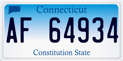CT license plate AF64934