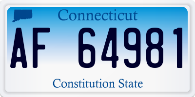CT license plate AF64981