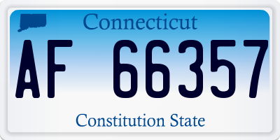 CT license plate AF66357