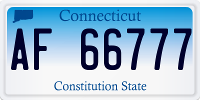 CT license plate AF66777