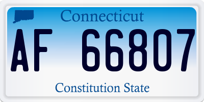CT license plate AF66807
