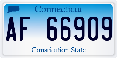 CT license plate AF66909