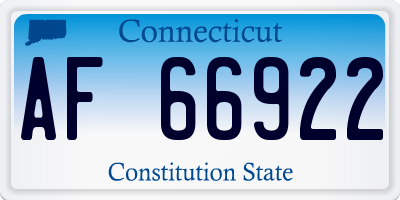 CT license plate AF66922