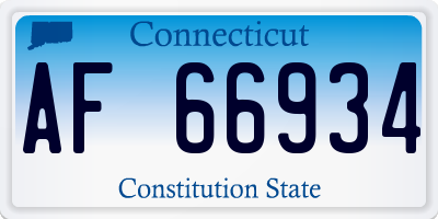 CT license plate AF66934