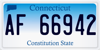 CT license plate AF66942