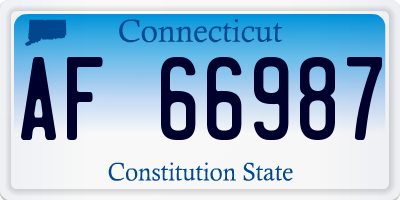CT license plate AF66987