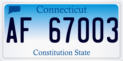 CT license plate AF67003