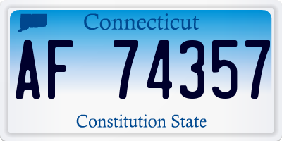 CT license plate AF74357