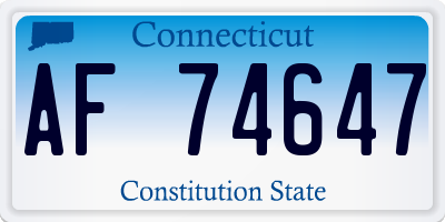 CT license plate AF74647