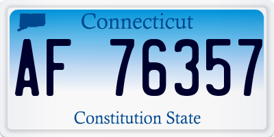 CT license plate AF76357