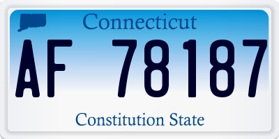 CT license plate AF78187