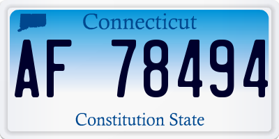 CT license plate AF78494