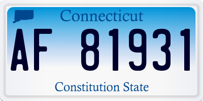 CT license plate AF81931