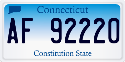 CT license plate AF92220