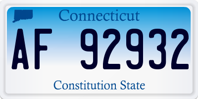 CT license plate AF92932