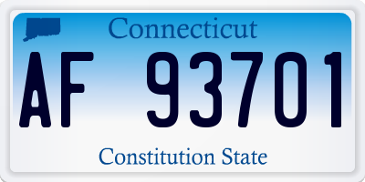 CT license plate AF93701