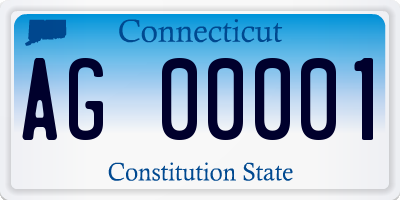 CT license plate AG00001