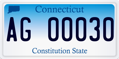 CT license plate AG00030