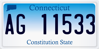 CT license plate AG11533