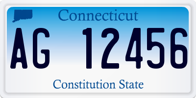 CT license plate AG12456