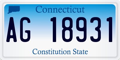 CT license plate AG18931