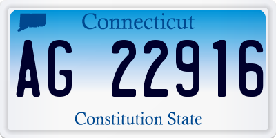 CT license plate AG22916