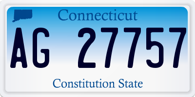 CT license plate AG27757