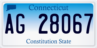 CT license plate AG28067