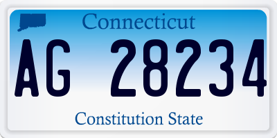 CT license plate AG28234