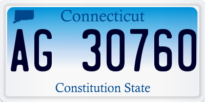 CT license plate AG30760