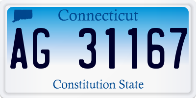 CT license plate AG31167