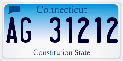 CT license plate AG31212