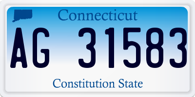 CT license plate AG31583