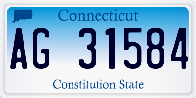 CT license plate AG31584