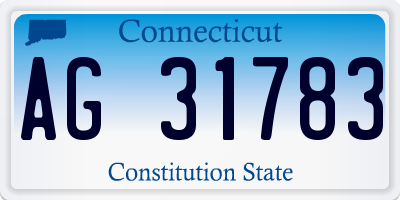 CT license plate AG31783