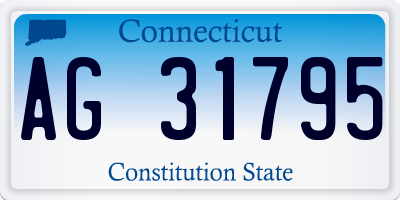 CT license plate AG31795