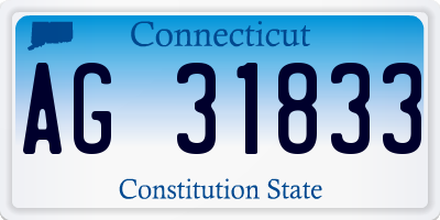 CT license plate AG31833