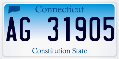 CT license plate AG31905