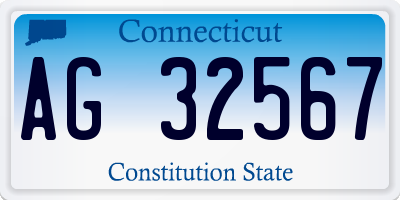 CT license plate AG32567