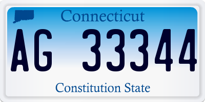 CT license plate AG33344