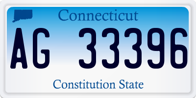 CT license plate AG33396