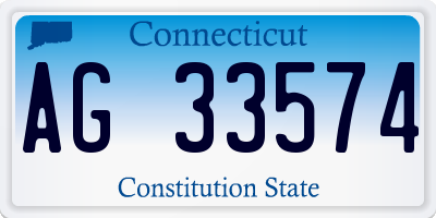 CT license plate AG33574