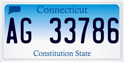 CT license plate AG33786