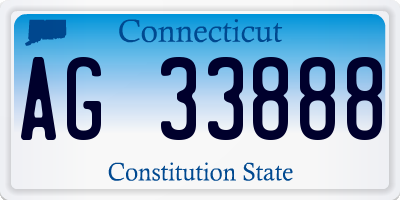 CT license plate AG33888