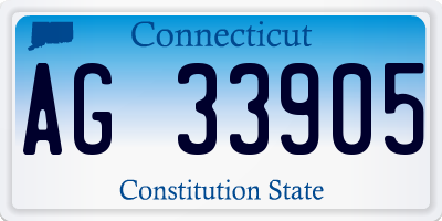 CT license plate AG33905
