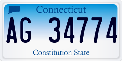 CT license plate AG34774