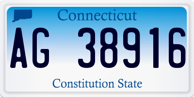 CT license plate AG38916