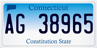 CT license plate AG38965