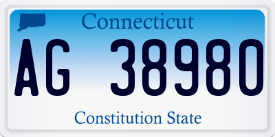 CT license plate AG38980